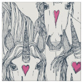 ユニコーン愛インディゴピンパール ファブリック (クローズアップ)