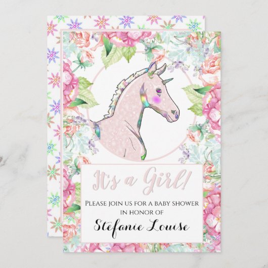 ユニコーン感じピックフォール女の子だ! 招待状 (正面/裏面)