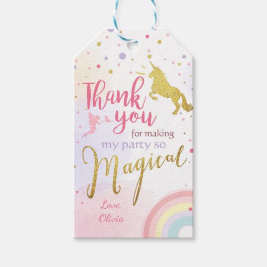 ユニコーン感謝していユーラベルユニコーン魔法誕生日 ギフトタグ (正面)