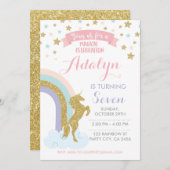 ユニコーン招待状マジカルバースデーパーティー 招待状 (正面/裏面)