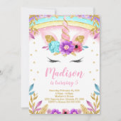 ユニコーン招待状、ユニコーン招待状、ユニコーン誕生日 招待状 (正面)