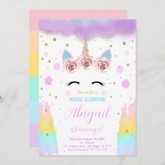 ユニコーン招待状 招待状 (正面/裏面)