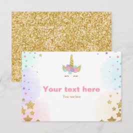 ユニコーン挿入カード誕生日シャワーピンク金ゴールドガール 招待状