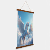 ユニコーン木材トッピング壁タペストリー1パネル 吊り下げ型タペストリー (傾斜あり)