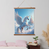 ユニコーン木材トッピング壁タペストリー1パネル 吊り下げ型タペストリー (寝室)