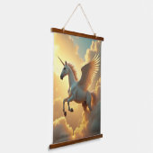 ユニコーン木材トッピング壁タペストリー1パネル 吊り下げ型タペストリー (傾斜あり)
