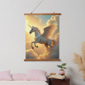 ユニコーン木材トッピング壁タペストリー1パネル 吊り下げ型タペストリー (寝室)