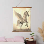 ユニコーン木材トッピング壁タペストリー1パネル 吊り下げ型タペストリー (寝室)