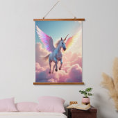ユニコーン木材トッピング壁タペストリー1パネル 吊り下げ型タペストリー (寝室)