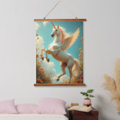 ユニコーン木材トッピング壁タペストリー1パネル 吊り下げ型タペストリー (寝室)