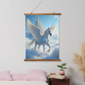 ユニコーン木材トッピング壁タペストリー1パネル 吊り下げ型タペストリー (寝室)