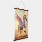ユニコーン木材トッピング壁タペストリー1パネル 吊り下げ型タペストリー (傾斜あり)