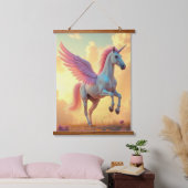 ユニコーン木材トッピング壁タペストリー1パネル 吊り下げ型タペストリー (寝室)