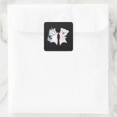 ユニコーン極熊ユニコーンかわいいピンク スクエアシール (バッグ)