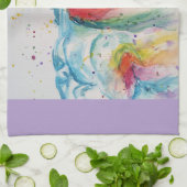 ユニコーン水の色の女性ラベンダー淡い色のパープル キッチンタオル (折り畳み)