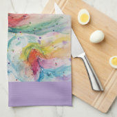 ユニコーン水の色の女性ラベンダー淡い色のパープル キッチンタオル (四つ折り)