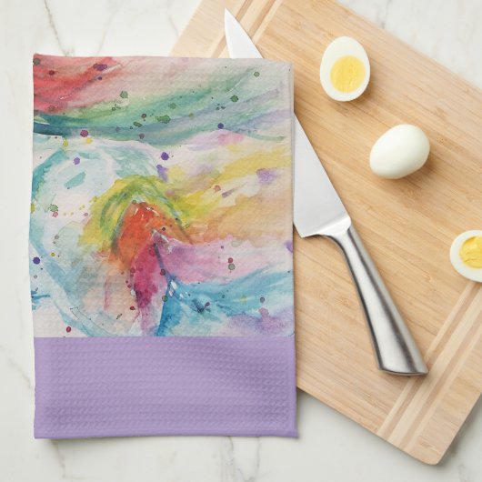 ユニコーン水の色の女性ラベンダー淡い色のパープル キッチンタオル (四つ折り)