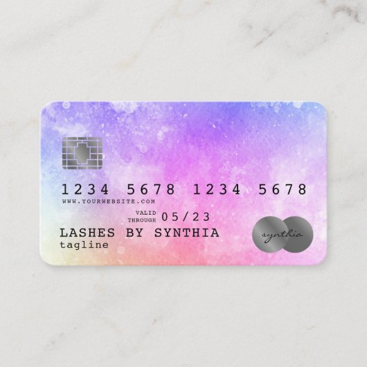 ユニコーン水の色アートクレジットカードスタイルシルバー 名刺 (正面)