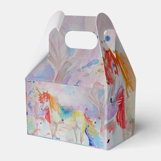ユニコーン水の色絵を描の子供ケーキのお願い箱 フェイバーボックス (裏面サイド)