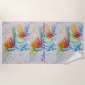 ユニコーン水の色絵画の夢の電話 ビーチタオル (正面)