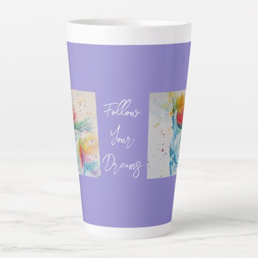 ユニコーン水の色絵画の夢コーヒーマグ カフェラテマグ (正面)