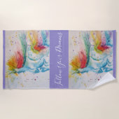 ユニコーン水の色絵画の夢ビーチタオル ビーチタオル (正面)