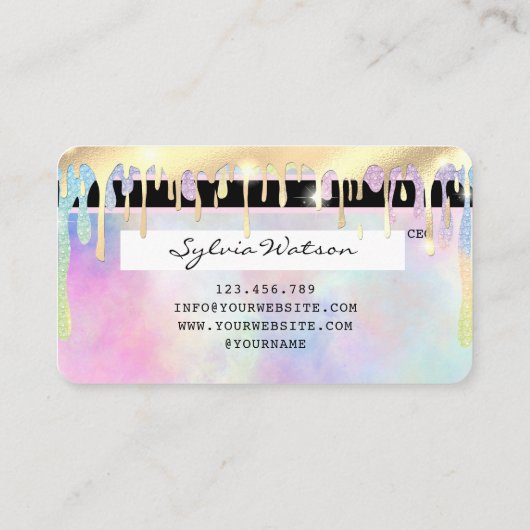 ユニコーン水カラーグリッタードリップクレジットカードのドリップ 名刺 (裏面)