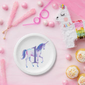 ユニコーン水カラーパーソナライズされた第1誕生日 ペーパープレート (パーティー)
