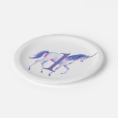 ユニコーン水カラーパーソナライズされた第1誕生日 ペーパープレート (アングル)