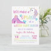 ユニコーン水スライド誕生日招待状 招待状 (スタンド正面)