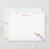 ユニコーン水彩ピンク金ゴールドドットガールズ文房具 ノートカード (正面)