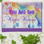 ユニコーン水彩メンズパーおもしろいプル キッチンタオル (折り畳み)