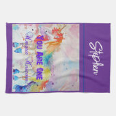 ユニコーン水彩メンズパーおもしろいプル キッチンタオル (横)