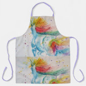 ユニコーン水彩可愛い紫のフローラ動物エプロン エプロン (正面)