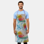 ユニコーン水彩可愛い紫のフローラ動物エプロン エプロン (着用した状態)