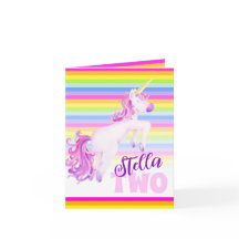 ユニコーン水彩画と虹の第2の誕生日