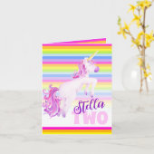 ユニコーン水彩画と虹の第2の誕生日 カード (黄色い花)