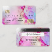 ユニコーン水彩画クレジットカードスタイル金ゴールド 名刺 (正面/裏面)