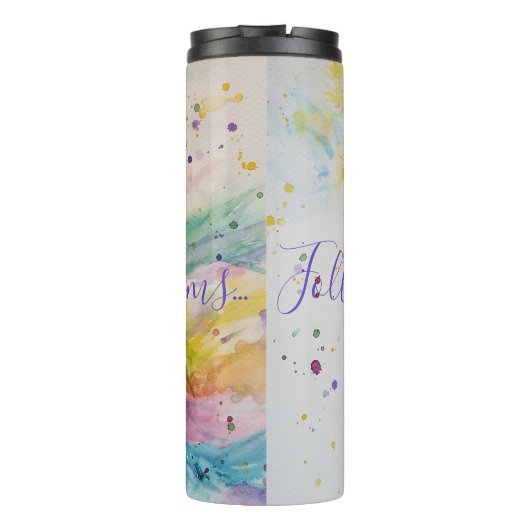 ユニコーン水彩絵画虹の少女たちの贈り物 タンブラー (裏面)