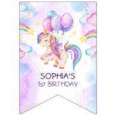 ユニコーン水彩誕生日 バンティングフラッグ (第1の旗)