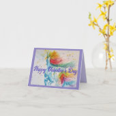 ユニコーン水絵画色のバレンタインデー カード (黄色い花)