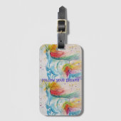 ユニコーン水絵画色のレインボーガールズドリーム ラゲッジタグ (正面縦)