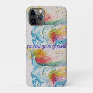 ユニコーン水絵画色のレインボーガールズドリーム iPhone 11 PROケース