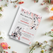 ユニコーン水色おとぎ話の城レッドローズ 招待状