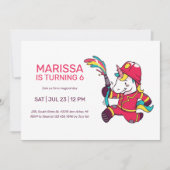 ユニコーン消防士の漫画子供の誕生日 招待状 (正面)