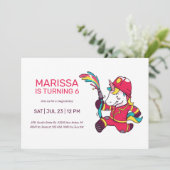 ユニコーン消防士の漫画子供の誕生日 招待状 (スタンド正面)