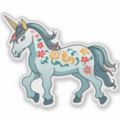 ユニコーン漫画スケッチ漫画， unicorn ，馬 シール (正面)