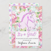 ユニコーン漫画ピンクサークル女の子だ! 招待状 (正面/裏面)