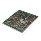 ユニコーン狩り中世アート – ユニコーンが守る自分 タイル (側面)