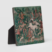 ユニコーン狩り中世アート、ユニコーンは自分自身を防衛 フォトプラーク (正面)